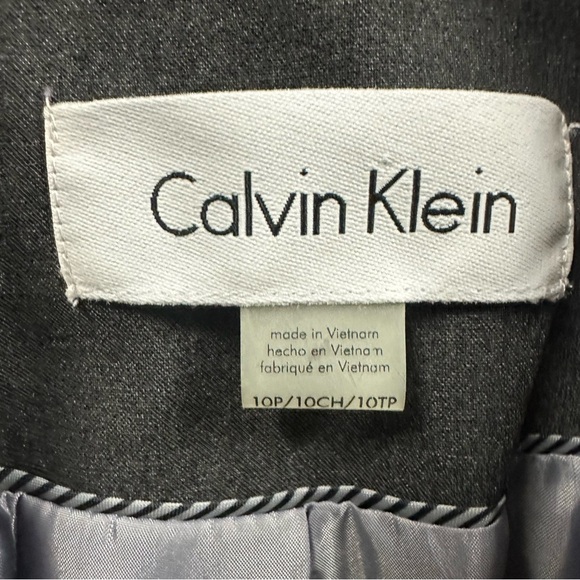 Calvin Klein Dark Gray 1 Button Front Blazer Jacket 3 Faux Pockets Womens 10P - Picture 8 of 13